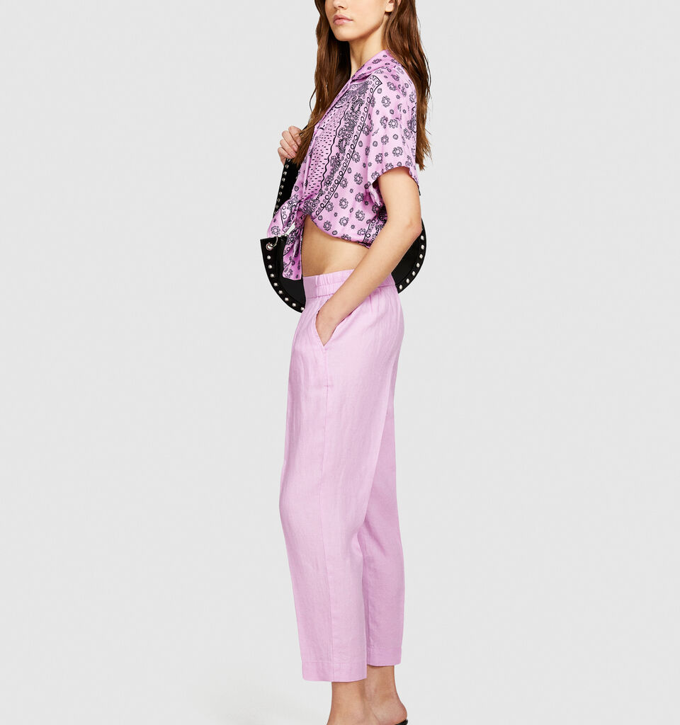 100% linen joggers - women's joggers - Soft Pink | Sisley image number 2